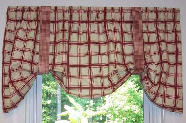 Tie-Up Valance - Logan Plaid Blue, Linen