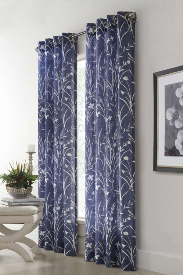 Bradford Faux Linen Floral Grommet Panel - Habitat