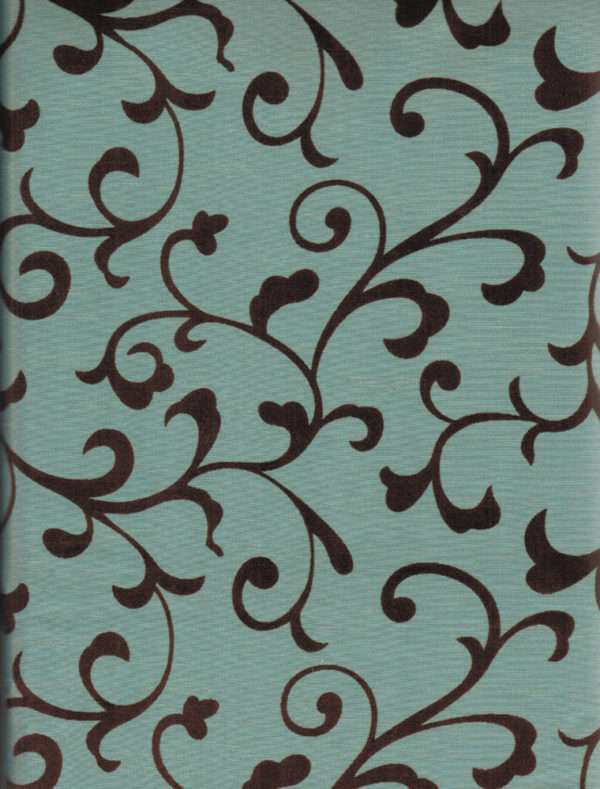 Flocked Delano Scroll Faux Silk Panel Dual Header Rod Pocket Curtain Panel - CLOSE OUT - Image 2