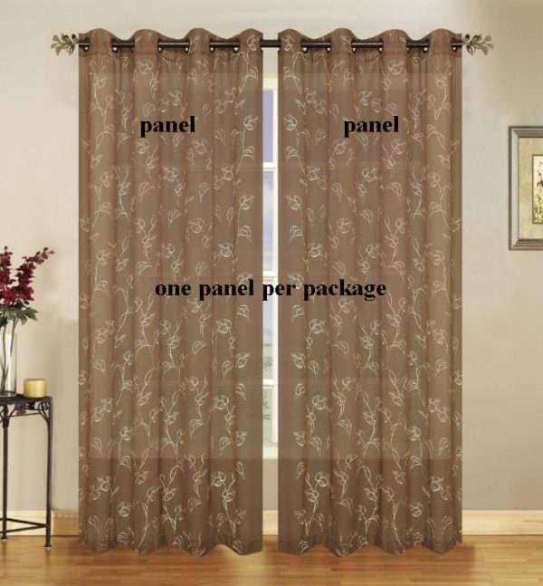 Malverne Embroidered Semi Sheer Grommet Panels - CLOSING OUT