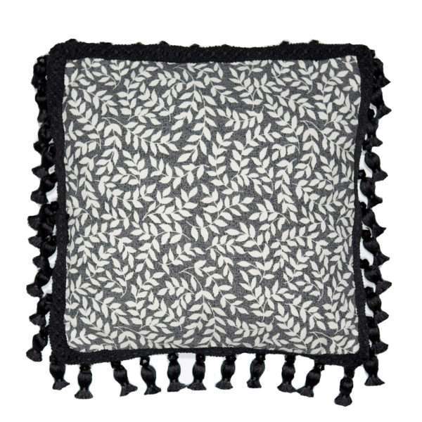 Leaf Print Decorative Pillow - Bouvier Black by Thomasville