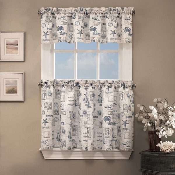 By The Sea (light blue on ivory) Valance