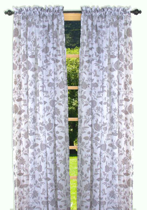 Sheer Tailored Panel - Floral Stencil
