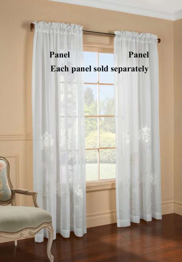 Hydrangea Bouquet Embroidered Faux Linen Semi Sheer Panel - Image 3