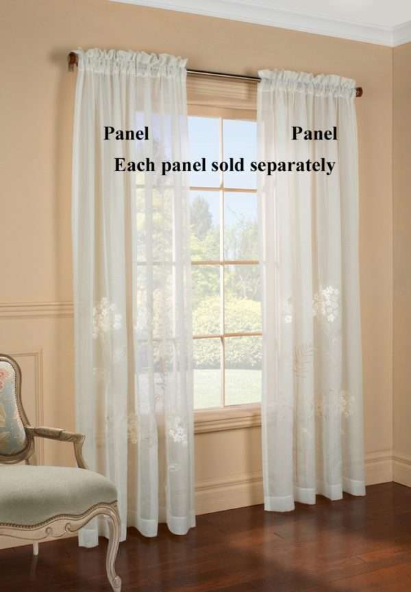 Hydrangea Bouquet Embroidered Faux Linen Semi Sheer Panel - Image 2