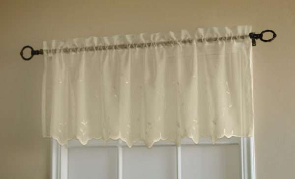 Embroidered Voile Tailored Valance - Roslyn