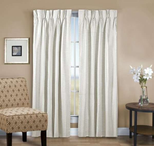 Grasscloth Lined Pinch Pleated (dual header) Drapery Pair and Single Patio Panel - Image 2