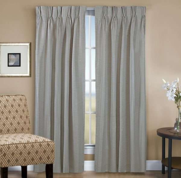 Grasscloth Lined Pinch Pleated (dual header) Drapery Pair and Single Patio Panel - Image 3