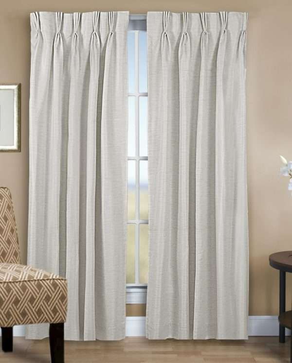 Grasscloth Lined Pinch Pleated (dual header) Drapery Pair and Single Patio Panel - Image 4