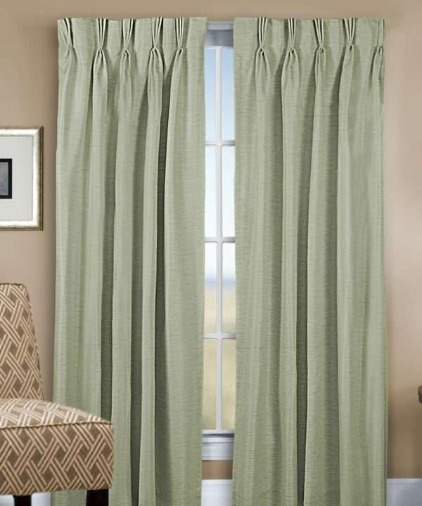 Grasscloth Lined Pinch Pleated (dual header) Drapery Pair and Single Patio Panel - Image 5