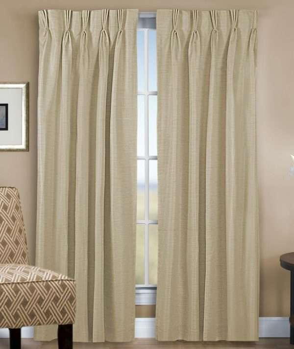 Grasscloth Lined Pinch Pleated (dual header) Drapery Pair and Single Patio Panel - Image 6