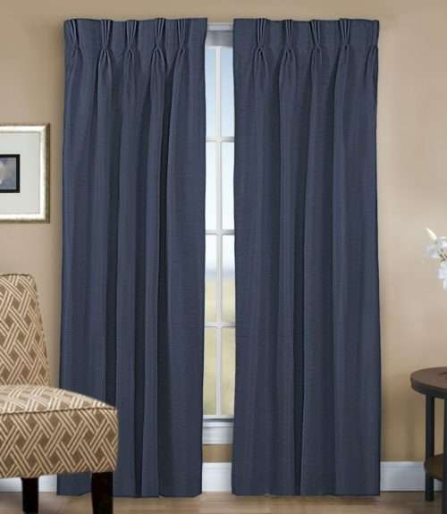 grasscloth lined pinch pleated drapery pair