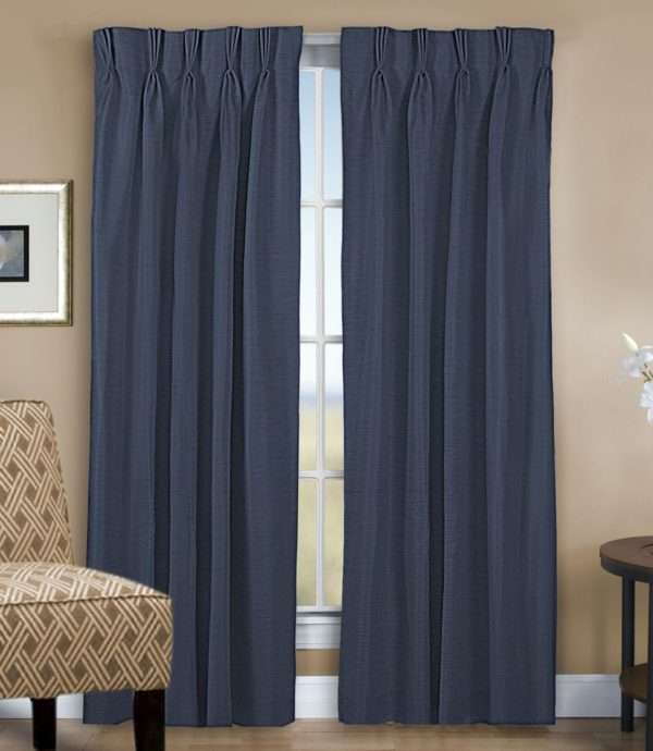 grasscloth lined pinch pleated drapery pair