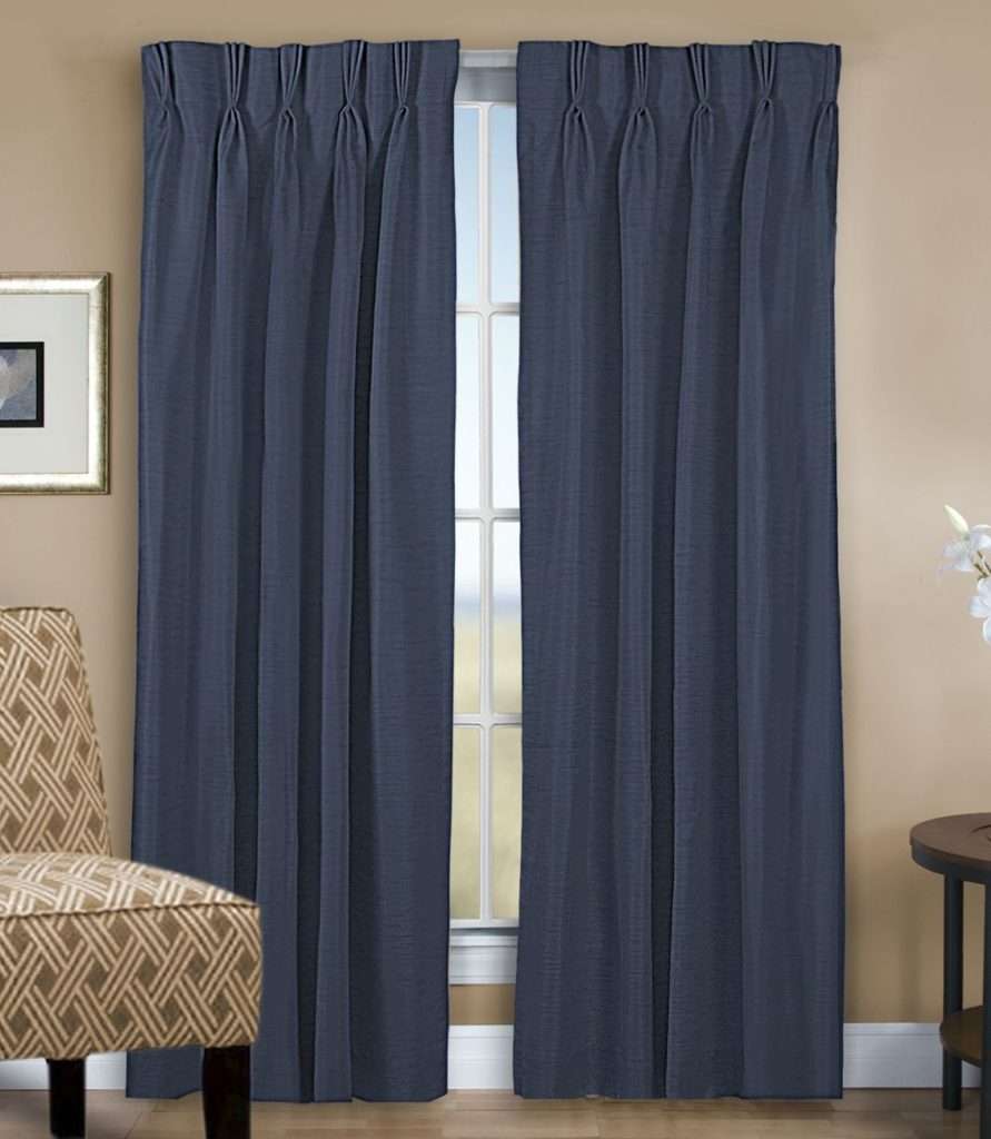 grasscloth lined pinch pleated drapery pair