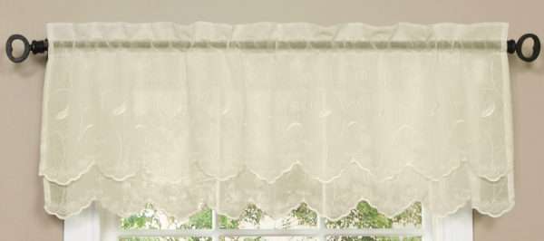 Hathaway Embroidered Semi Sheer Double Scalloped Valance