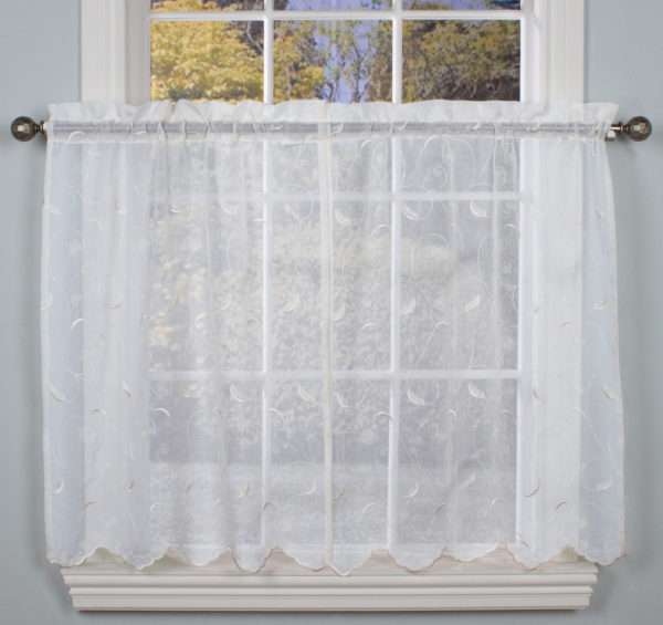 Hathaway Embroidered Semi Sheer Tailored Tier Curtains (Closing Out)