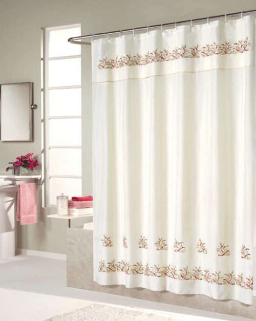 Heather Embroidered Voile Shower Curtain and Window Curtain