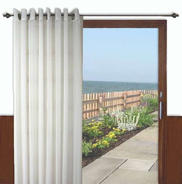 Oyster Bay Voile Grommet Patio Panel with wand - Ivory - Image 2
