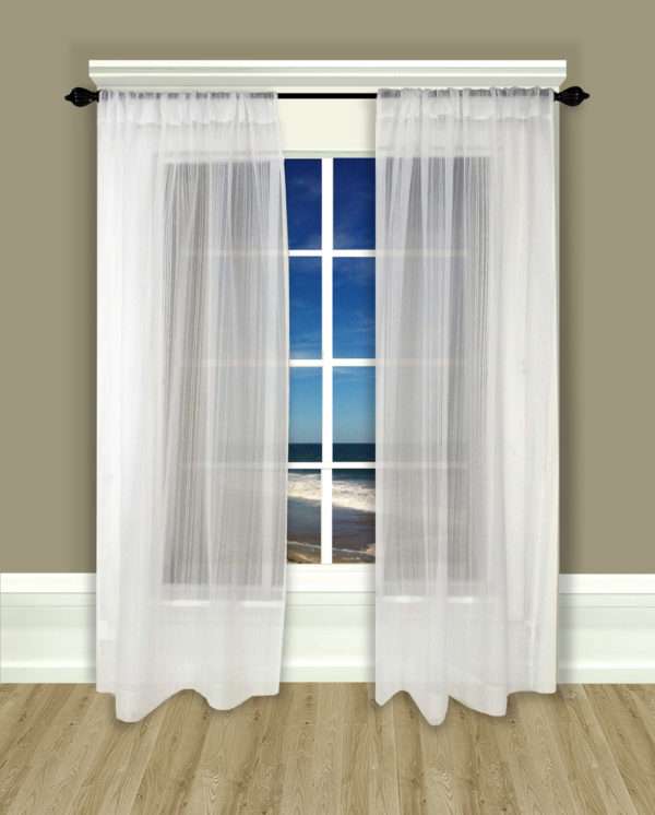 Rod Pocket Curtain Panel (pair)- Atlantic Stripe Sheer