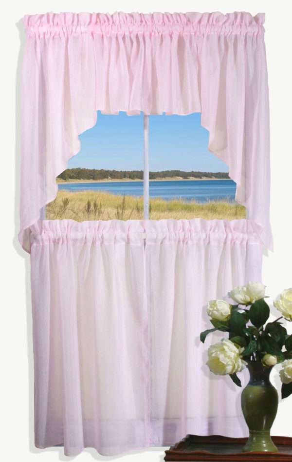 Sea Glass Semi Sheer Cafe Tier Curtains and Swags