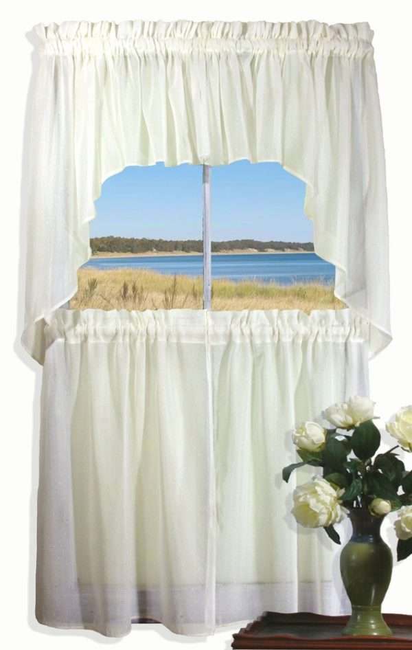 Sea Glass Semi Sheer Cafe Tier Curtains and Swags - Image 4