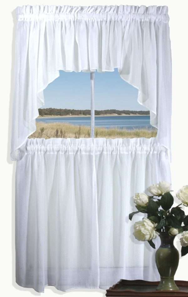 Sea Glass Semi Sheer Cafe Tier Curtains and Swags - Image 3