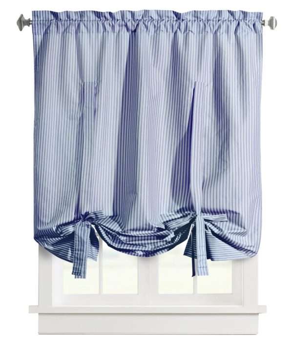 Ticking Stripe Rod Pocket Tie Up Shade - Closing Out