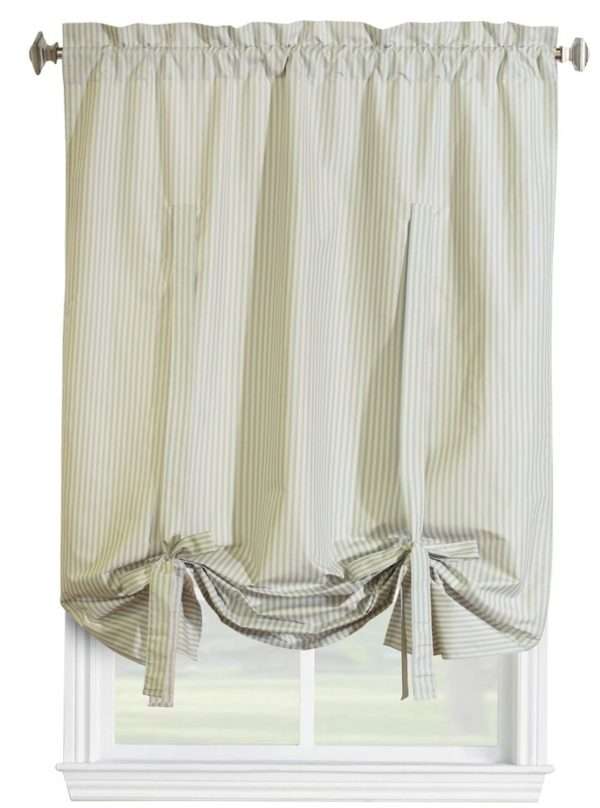 Ticking Stripe Rod Pocket Tie Up Shade - Closing Out - Image 3
