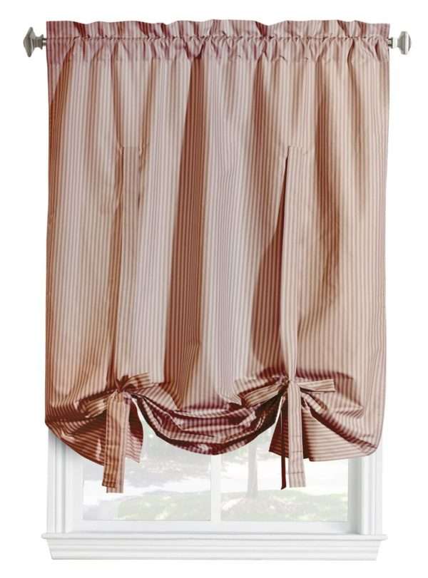Ticking Stripe Rod Pocket Tie Up Shade - Closing Out - Image 2
