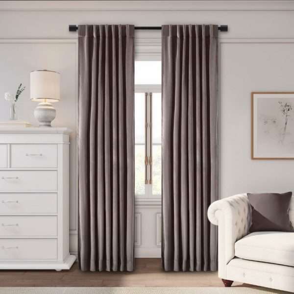 Velvet Dual Header Curtain Panel - Thermal and Black Out - Clearance - Image 3