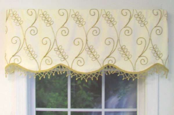 Wheatfield Natural Line Cornice Valance with Ball Trim