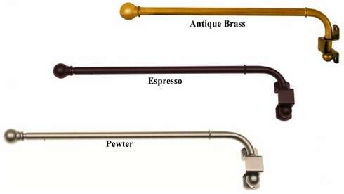 Swing Arm Rod Set (pair) Pewter, Antique Brass, Espresso, Black