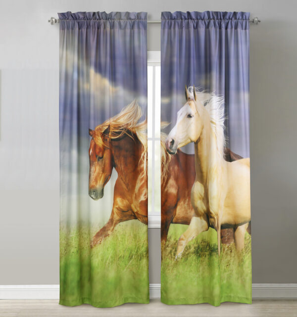 Horses Photo Reals Rod Pocket Curtain Pair - Habitat