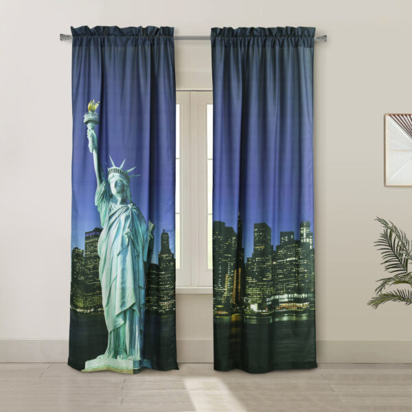 Statue of Liberty Photo Reals Rod Pocket Curtain Pair - Habitat