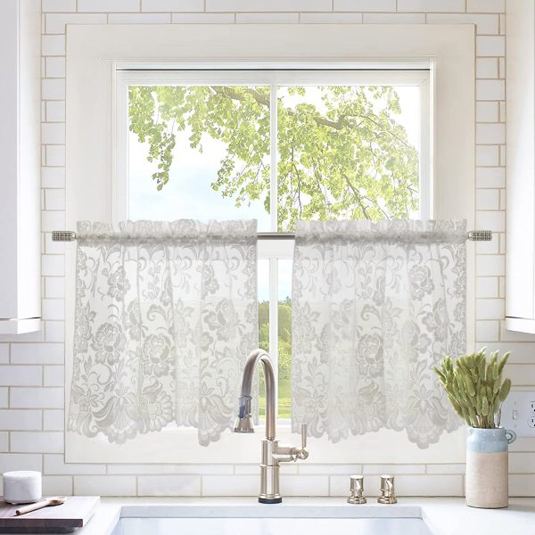 Limoges Jacquard Lace Tier Curtain Pair - Habitat