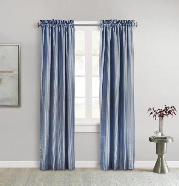 Ticking Stripe Rod Pocket Pocket Curtain Pair - Thermalogic