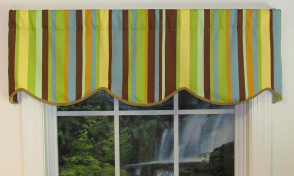 Cornice Valance (not lined) - Bold Stripe Azure - CLEARANCE